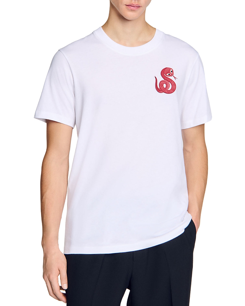 Sandro Snake Graphic Tee In Optic White