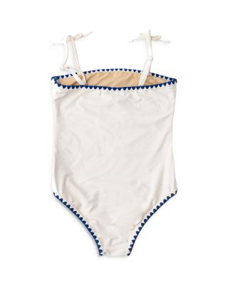 Girls' Floral Embroidered One Piece Swimsuit - Little Kid