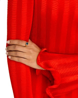 London Blue Topaz Emerald Cut Ring in 14K Yellow Gold