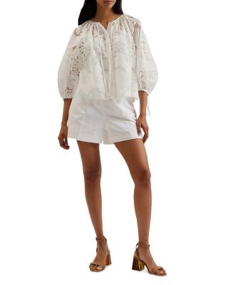 Lace Puffed Sleeve Blouse