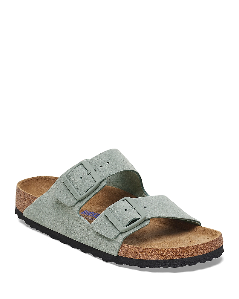 Birkenstock Women's Arizona Soft Footbed Leather Sandal In Pure Sage Suede, Women's At Urban Outfitters