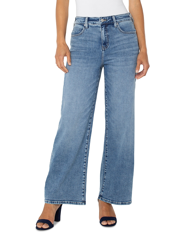 Liverpool Los Angeles Petite Stride High-rise Wide-leg Jeans In Carbon Canyon
