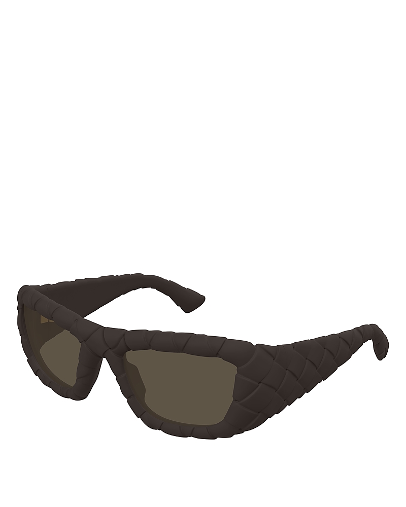 Bottega Veneta Intrecciato Oval Sunglasses, 56mm In Brown