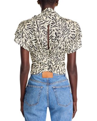 Aiko Printed Tie Neck Blouse