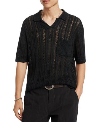 (取寄) ジョン バルベイトス メンズ オーディン リネン セーター ポロ John Varvatos men Odin Linen Sweater Polo Y2317S25 Black John Varvatos Odin Linen Sweater Polo | Bloomingdale's