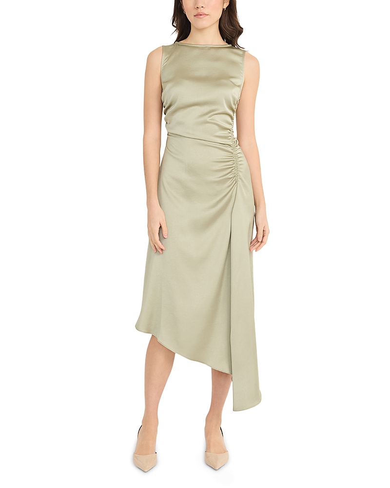 Luxely Boat Neck Asymmetric Midi Dress