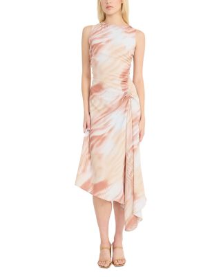 Luxely - Printed Asymmetric Midi Dress