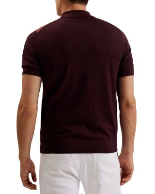 Color Block Short Sleeve Zipper Polo Sweater