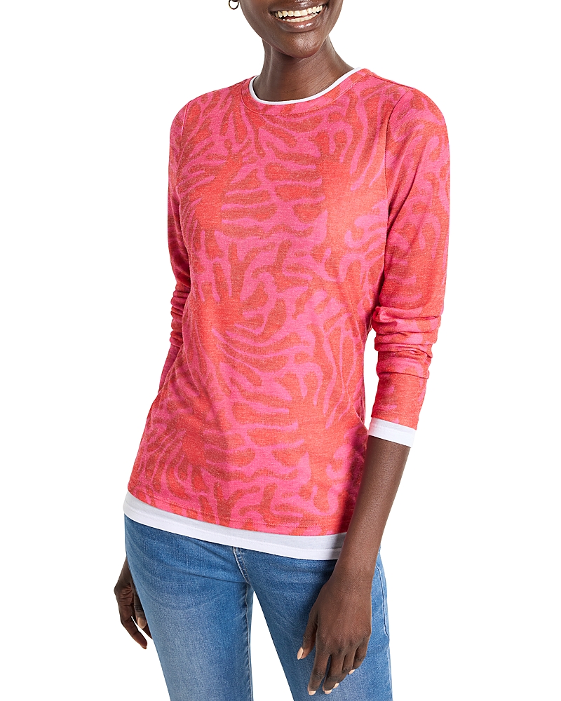 NZT BY NIC+ZOE NZT BY NIC+ZOE STAMPED LEAVES DOUBLE LAYER TOP