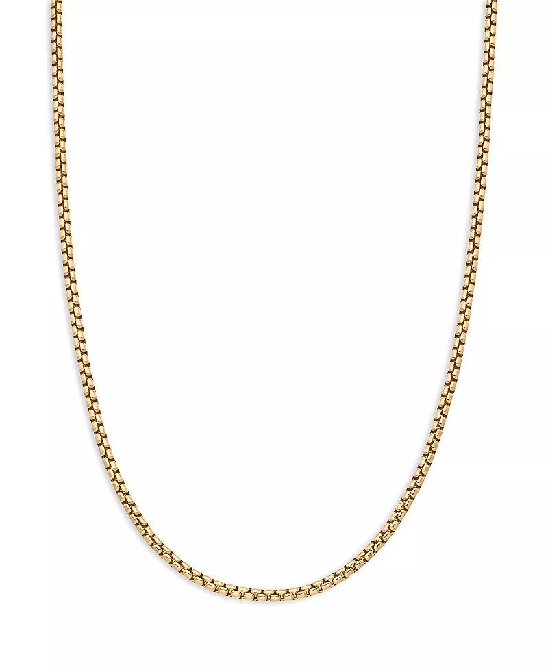 Men's Box Chain Necklace in 18K Yellow Gold 18-26, 2.7mm