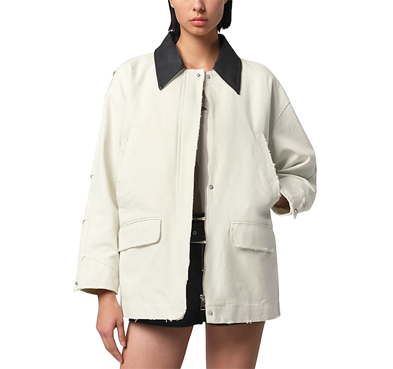 Apparis Clive Raw Denim Workwear Jacket In Antique White