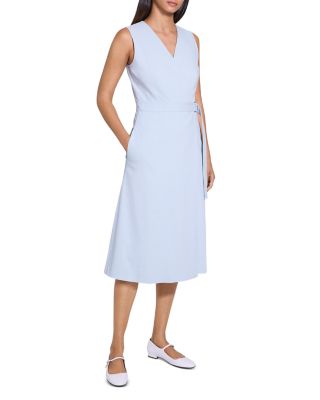 Sleeveless Linen Blend A-Line Wrap Dress