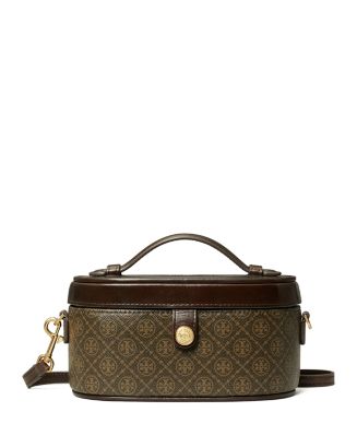 ポーチ Tory Burch Leather And T Monogram Fabric Beauty Case T Monogram Vanity Case: Women's Handbags | Mini Bags | Tory