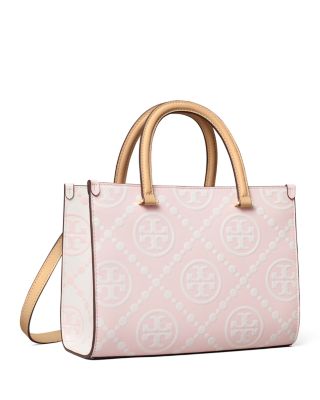 T Monogram Embossed Square Tote