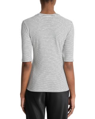 Striped Elbow Sleeve Crewneck Tee