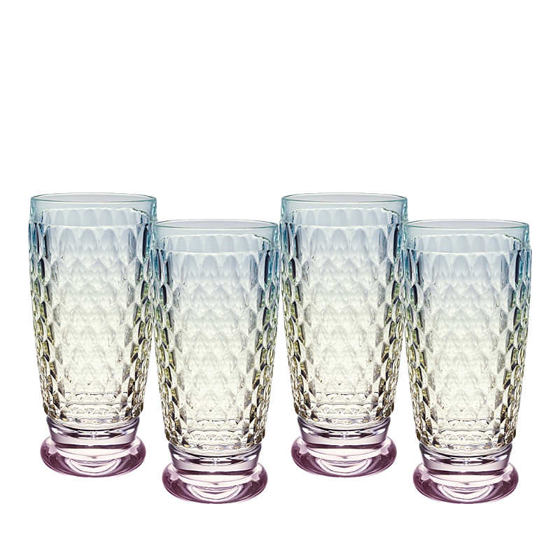 Villeroy & Boch Boston Pearl Crystal Highball Glasses, Set Of 4 In Multi