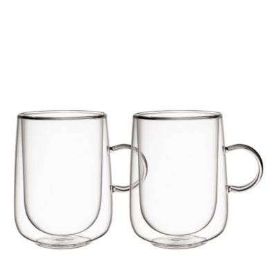 Artesano Hot and Cold Beverages Insulated Extra Large Latte Glass with Handle, Set of 2
