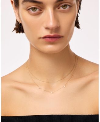  Gold Lab-Grown Diamond Heart Station Necklace