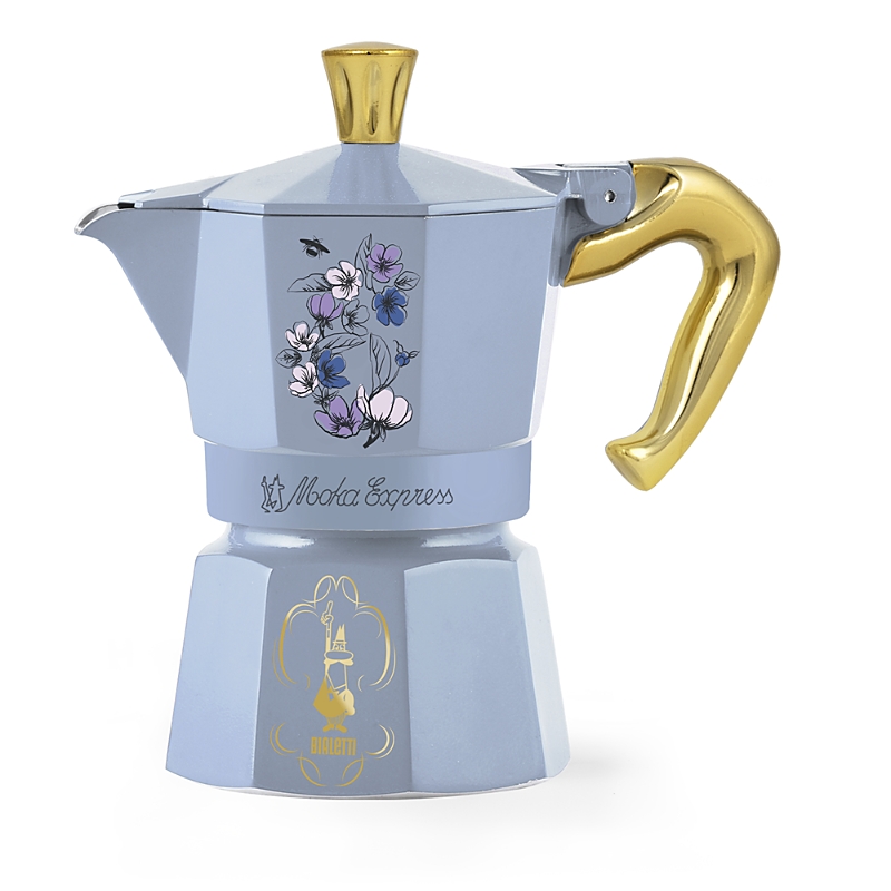 Bialetti Bridgerton 3 Cup Moka Express Coffee Maker In Bleached Denim