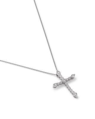 Diamond Cross Pendant Necklace in 14K White Gold, 0.25 tcw
