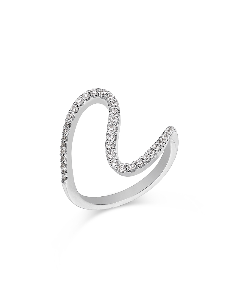 Shop Bloomingdale's Fine Collection Diamond Wave Ring In 14k White Gold, 0.33 Ct. T. W.