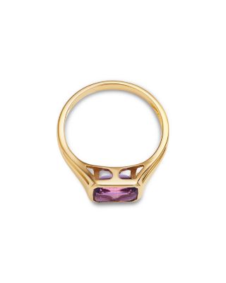 Amethyst Emerald Cut Ring in 14K Yellow Gold