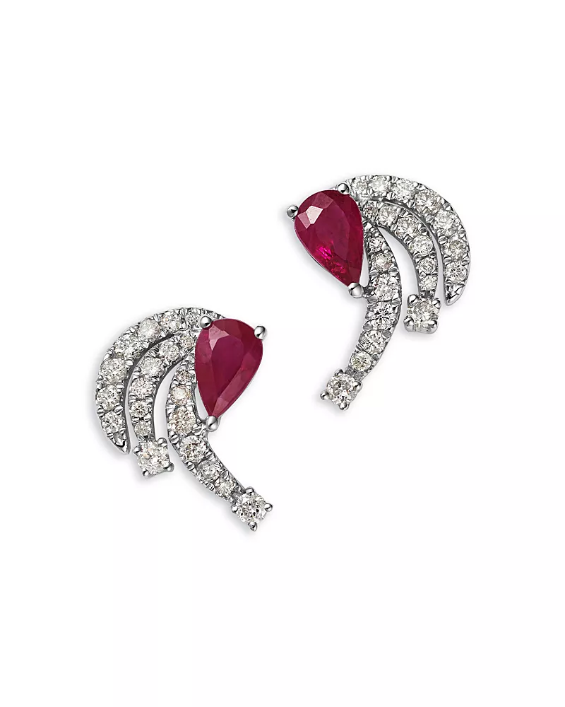 Bloomingdale's Fine Collection Ruby & Diamond Stud Earrings in 14K White Gold