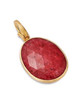 18K Yellow Gold Lunaria Color Thulite Oval Pendant