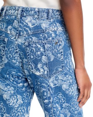 Sketchbook Floral Vivian High Rise Jeans in Indigo/White