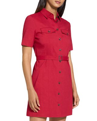 Linen Blend Military Mini Dress