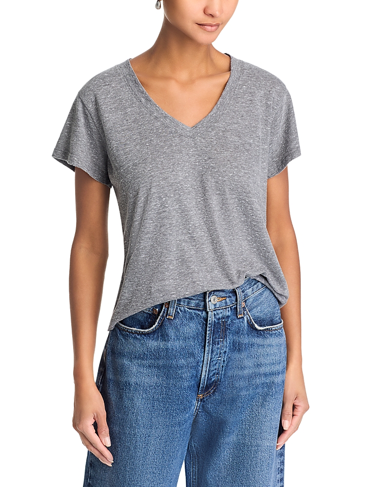 Perfectwhitetee Cotton Boxy V Neck Tee Heather Grey In Heather Grey