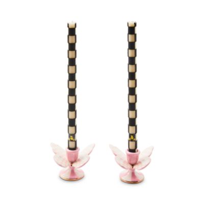 Rosy Check Butterfly Candle Holders, Set of 2