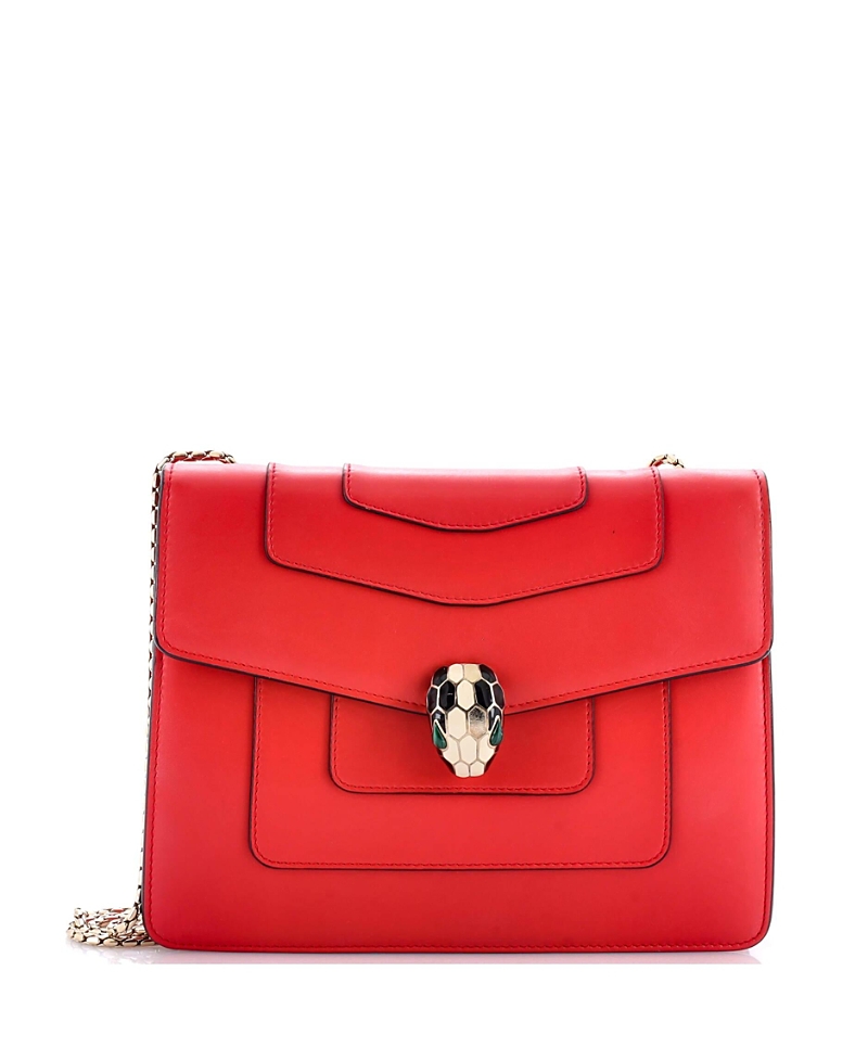 Pre-owned Pre-owned Bvlgari Bvlgari Medium Serpenti Forever Square Shoulder Bag Leather In Red