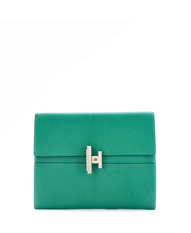 Pre-owned Pre-owned Hermes Hermes Cinhetic Clutch Chevre Mysore In Green