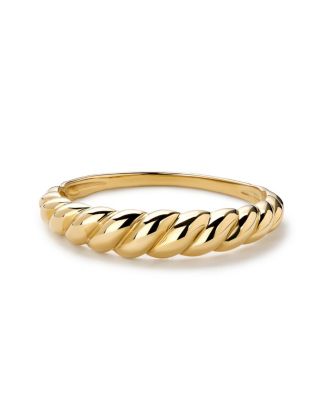 Solid Yellow Gold Dome Rope Ring