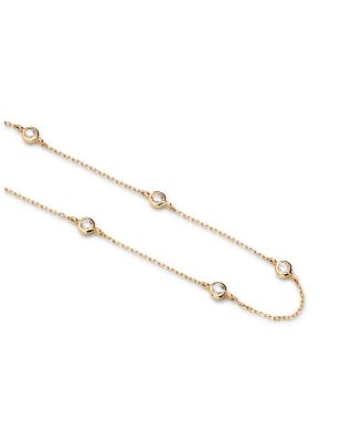  Solid Yellow Gold Lab-Grown Diamond Station Bracelet
