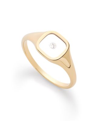 Ana Luisa - Solid Yellow Gold Floating Diamond Signet Ring