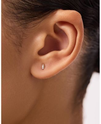  Gold Mini Lab-Grown Diamond Navette Studs