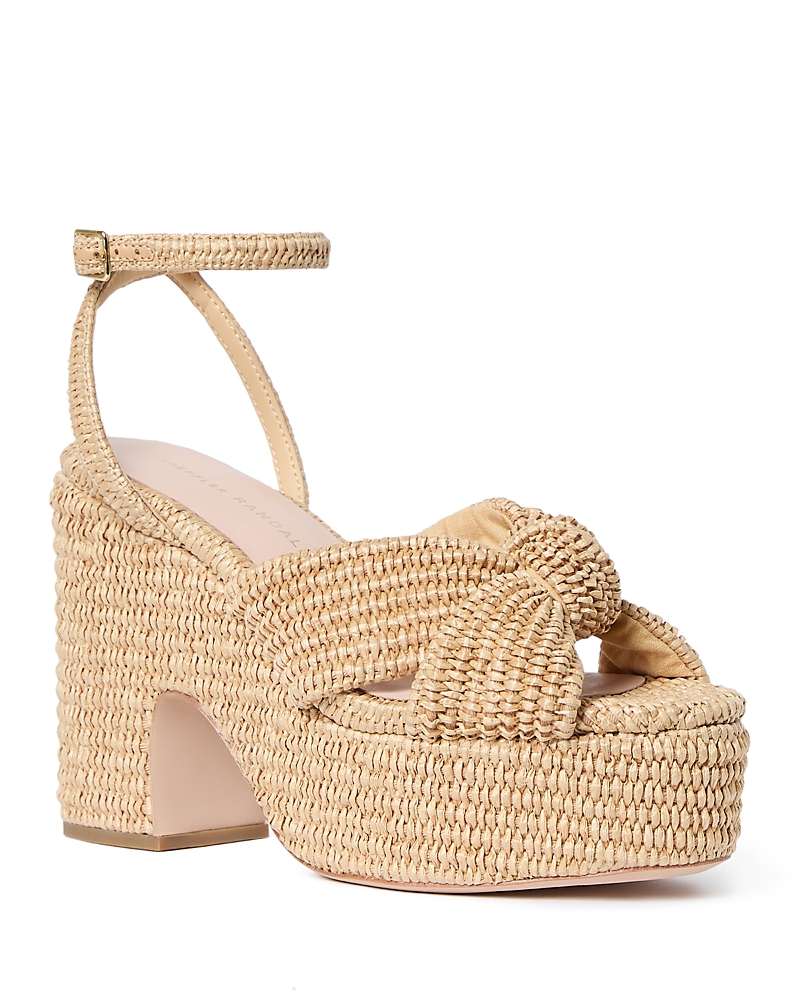 Loeffler Randall Raffia Knotted Chunky Platform Sandals In Natural