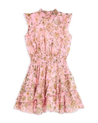 AQUA - Girls' Floral Fit & Flare Ruffled Mini Dress, Big Kid - Exclusive