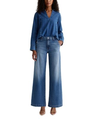 Stella Low Slung Palazzo Jeans in Nautical Mile
