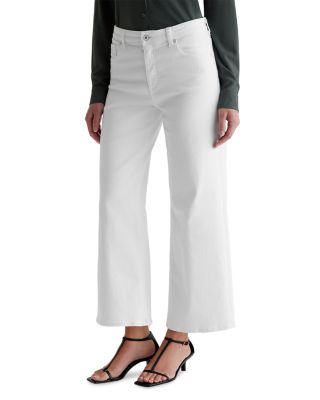 Saige Mid Rise Wide Leg Cropped Jeans in Gallery White
