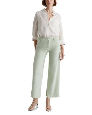 Saige High Rise Wide Leg Crop Jeans in Pistachio