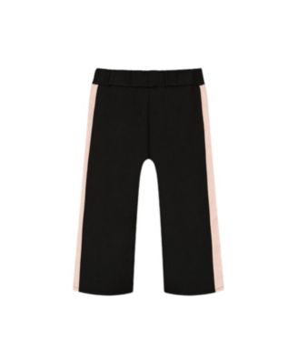 Deux par Deux - Girls' Cropped Wide Leg Pant with Contrast Band - Little Kid