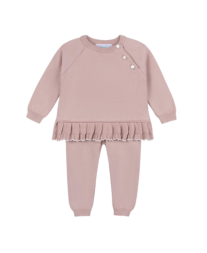 Feltman Brothers Girls' Pleated Trim Knit Set - Baby, Little Kid In Mauve