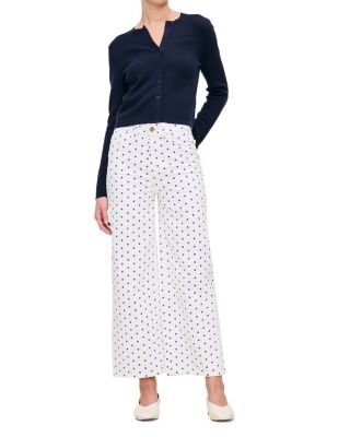 Hepburn High Rise Ankle Wide Leg Jeans in Marine Dots