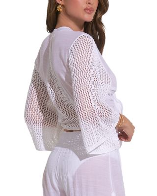 Tie Front Crochet Sleeve Top