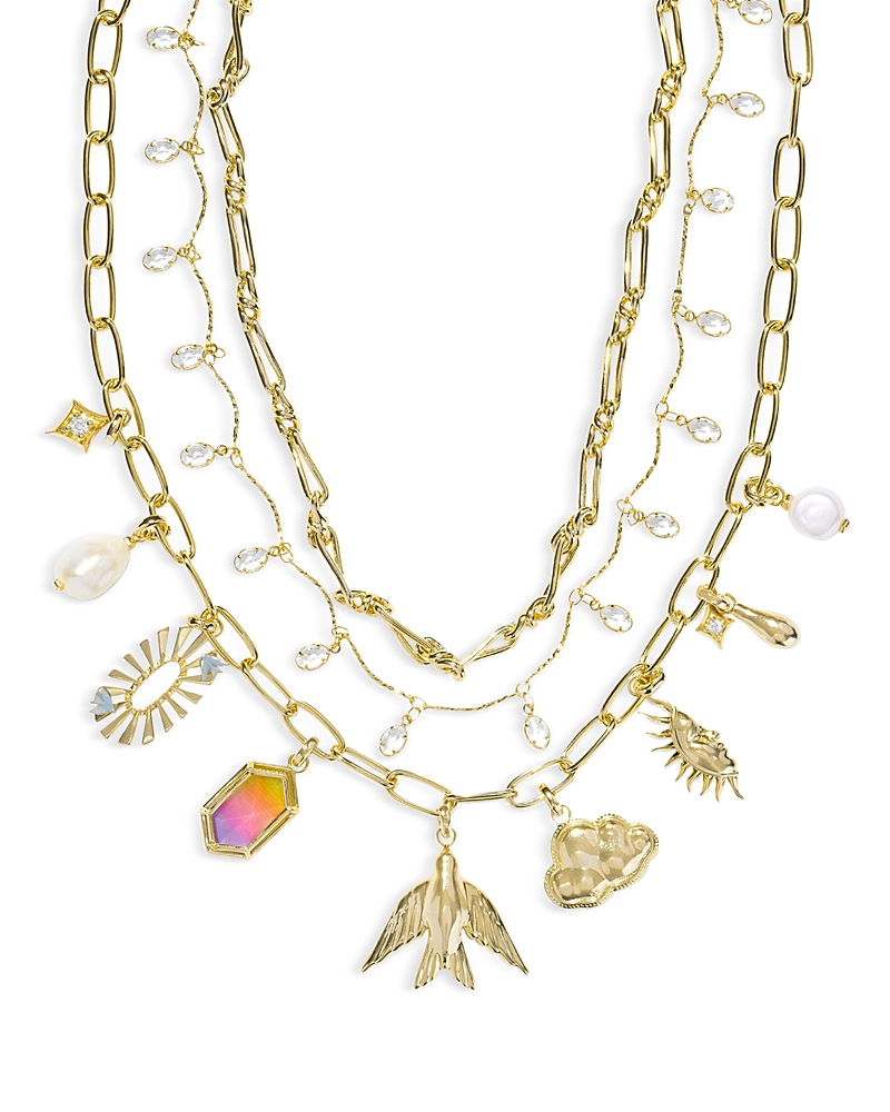 Kendra Scott Melody Mixed Charm Layered Statement Necklace In Gold Tone, 15 In Multi/gold