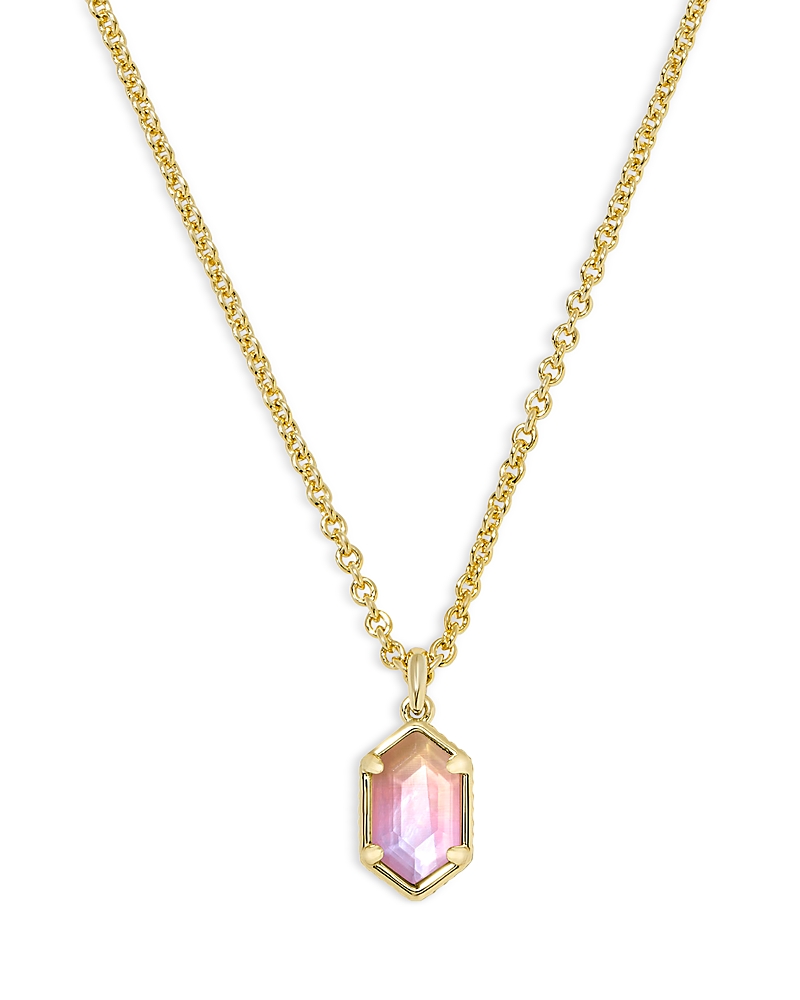 Kendra Scott Hallie Mother Of Pearl Pendant Necklace In Gold Tone, 18 In Pink/gold