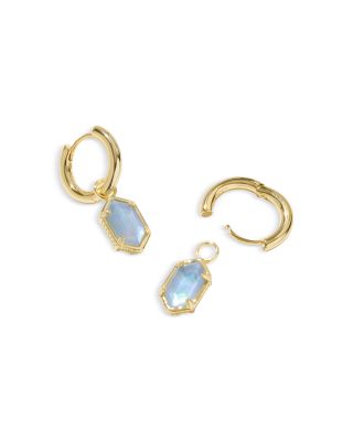 Hallie Mother Of Pearl Charm Huggie Hoop Earrings